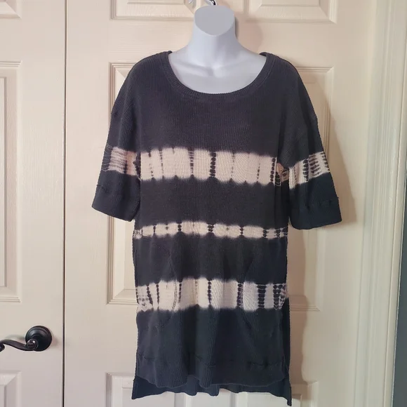 Free People Canyon Wash Tie-Dyed Thermal Tunic Oversized With Pockets Pullover S - Picture 2 of 10